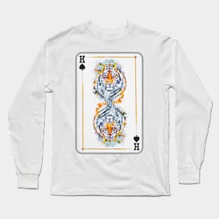 Tiger Head King of Spades Playing Card Long Sleeve T-Shirt